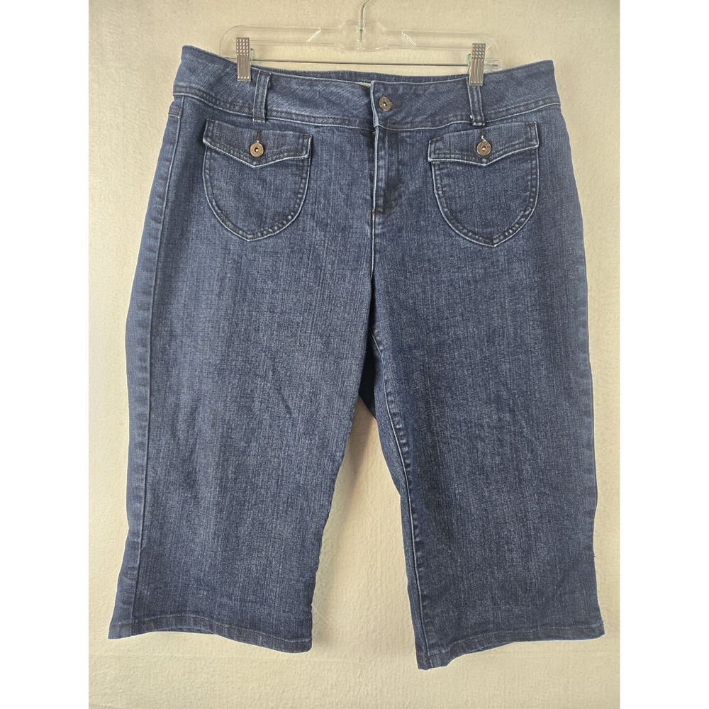 Cato Womens Capri Pants Size 16 Stretch Flap Pockets Blue